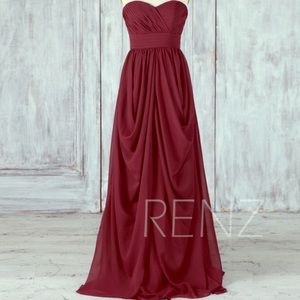 Maroon Chiffon Bridesmaids Dress